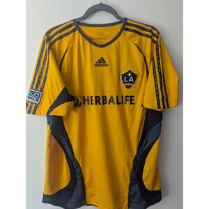 LA Galaxy 2007 Training Jersey Men Large Yellow Adidas MLS Predator Soccer Shirt